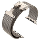 Natural Titanium Milanese Loop Band with Parachute Buckle for Apple Watch